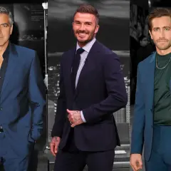 George Clooney, David Beckham und Jake Gyllenhaal zeigen, wie man Anzug Farben kombiniert: von Blau bis Dunkelblau, mit Hemd oder Rollkragen.