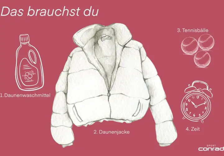 So trocknest du deine Daunenjacke: Waschmittel, Jacke, Tennisbälle und Zeit sind alles, was du brauchst.