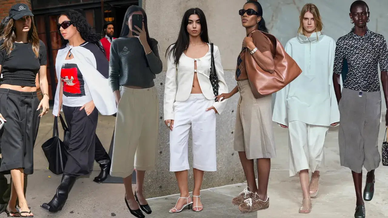 Verschiedene Models zeigen, wie man Culottes kombiniert: von l&auml;ssig mit Crop-Tops bis schick mit Blazer.