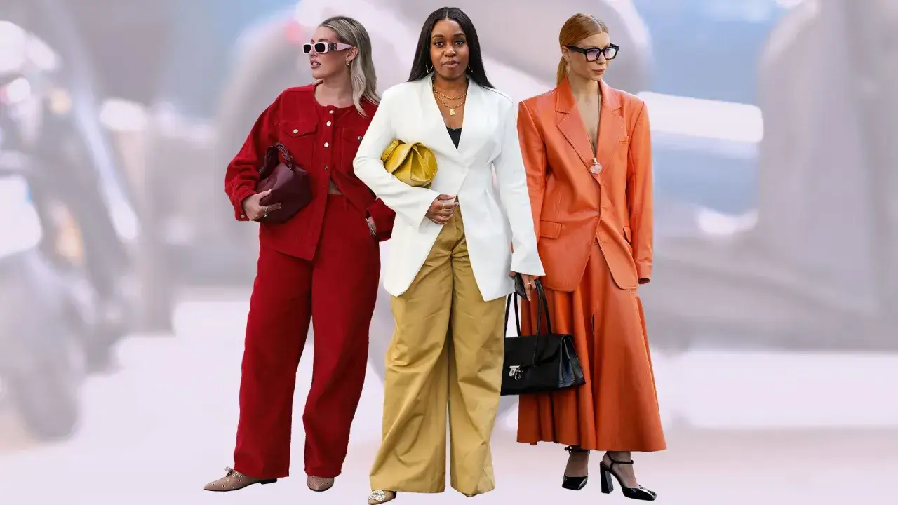 Drei Frauen pr&auml;sentieren stilvolle Outfits: Rot, Wei&szlig; und Orange. Perfekt f&uuml;r smart casual Damen abends.